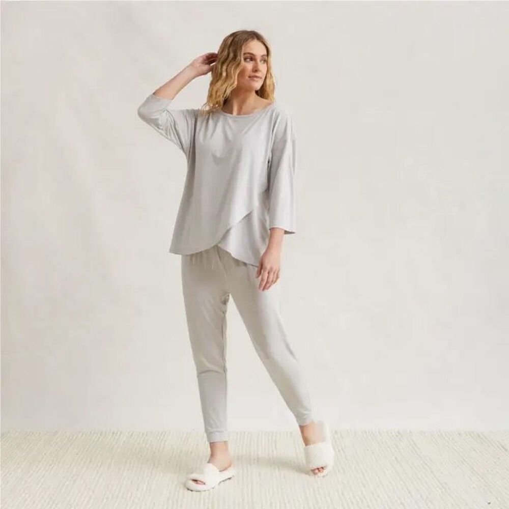 Kashwere $220 Beauty Fiber Collagen Pajama Set Gray Womens Medium NEW